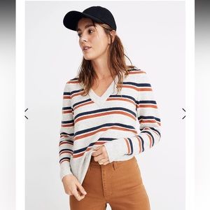 Madewell striped v-neck sweater